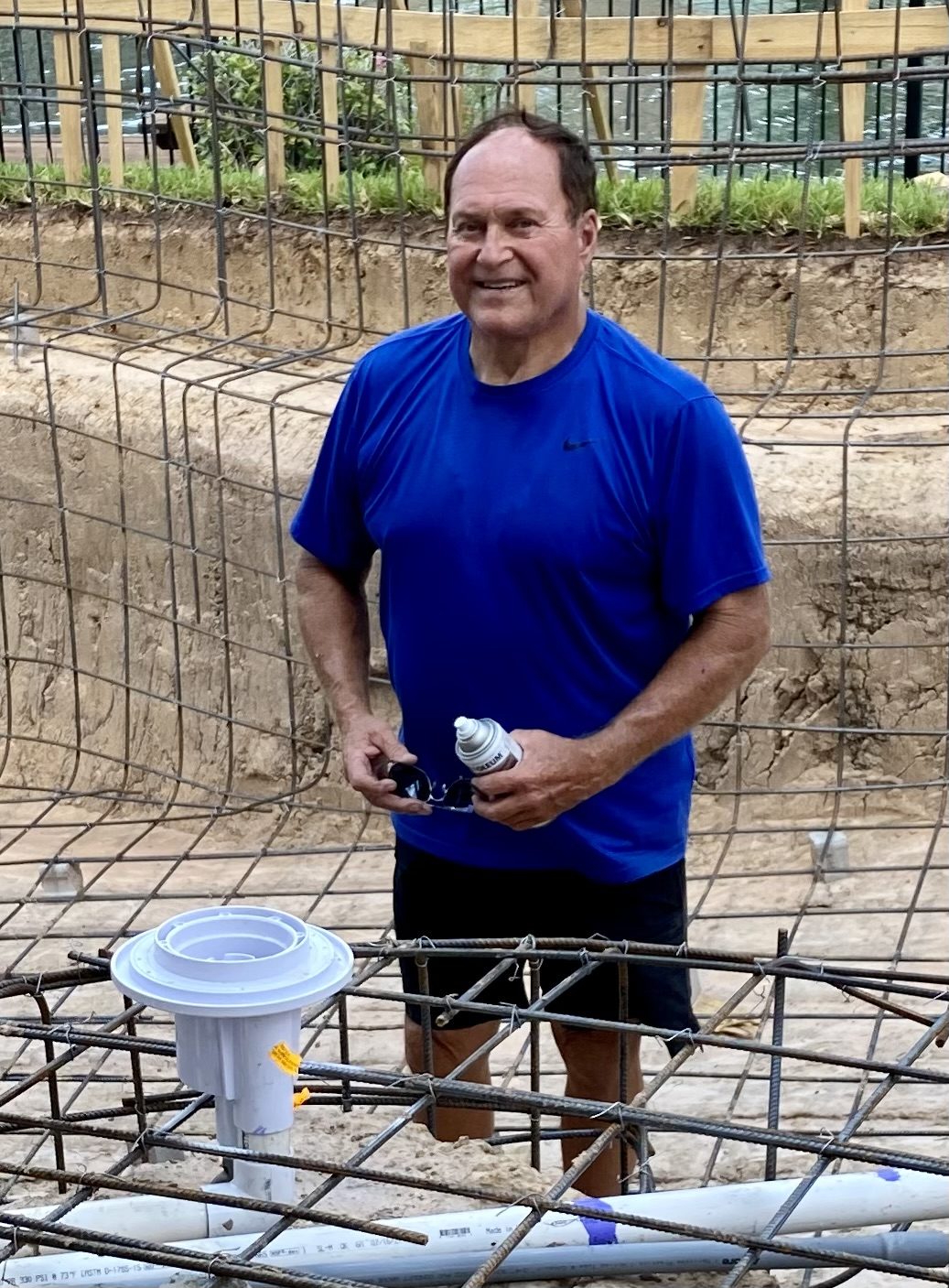 Jim Monkemeir working on a custom pool build in Houston